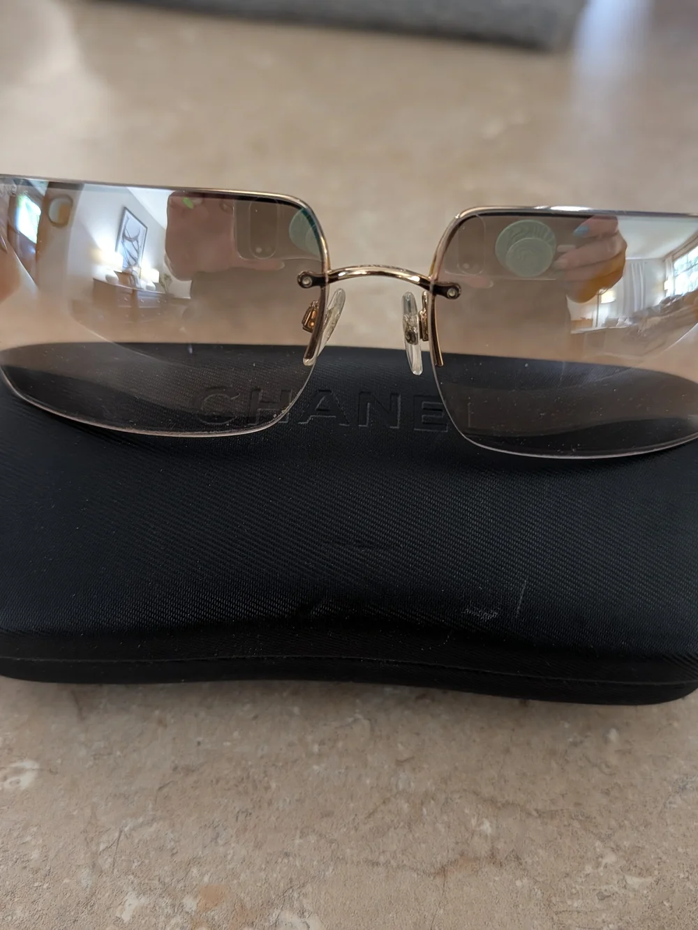 CHANEL RARE Vintage Crystal Diamanté CC Sunglasses / Orange 4095-B Made in Italy